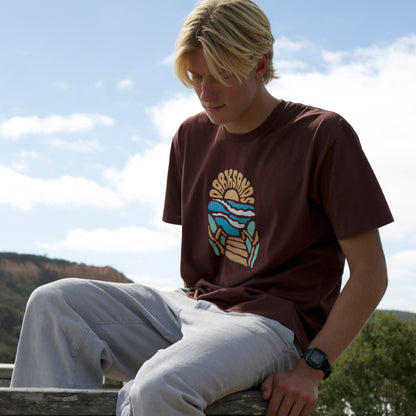 CLASSIC TEE - SUNRISE PRINT - CHESTNUT
