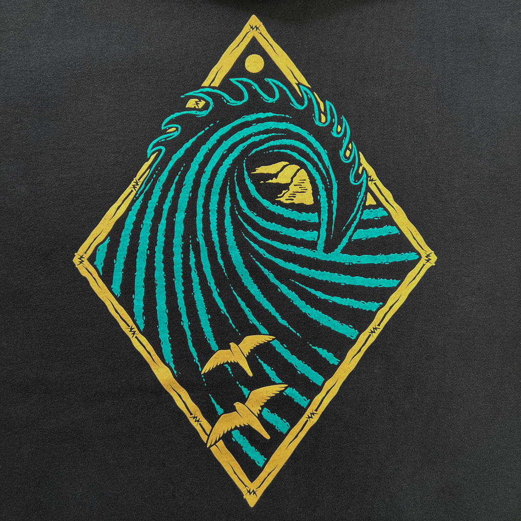 HEAVY HOODIE - PEAK PRINT - BLACK