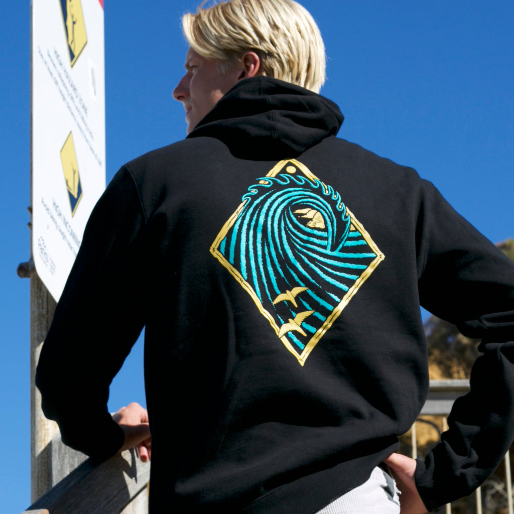 HEAVY HOODIE - PEAK PRINT - BLACK