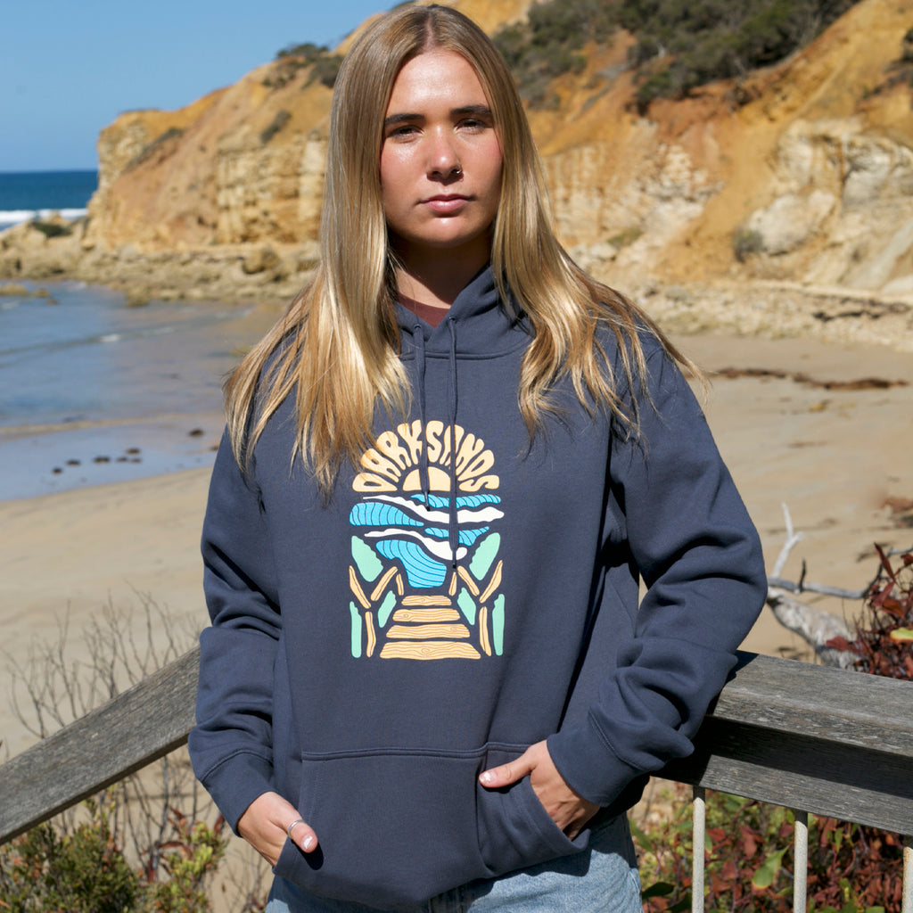 HEAVY HOODIE - SUNRISE PRINT - SLATE BLUE